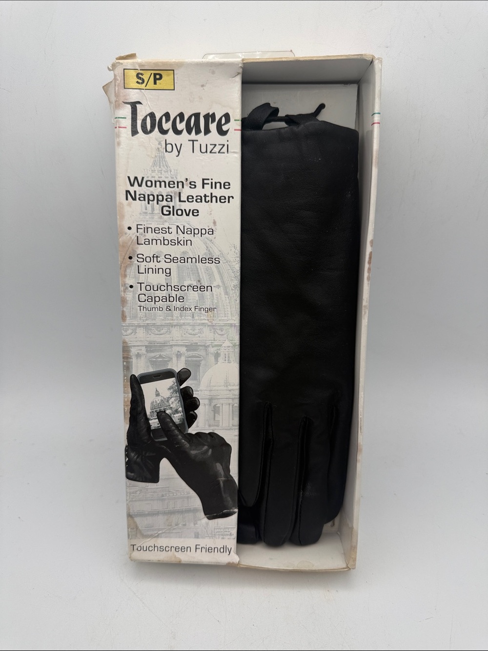 Women's Black Nappa Leather Touchscreen Gloves sz small NEW